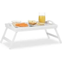 relaxdays Tabletttisch Klappbares Betttablett weiß