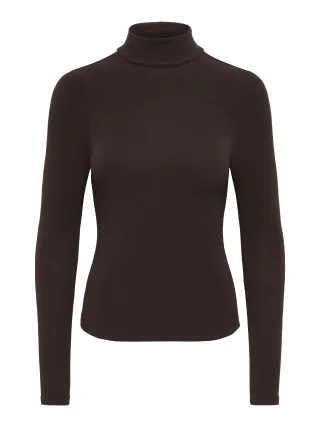 ONLY - ONLGLAMOUR L/S ROLL-NECK TOP JRS NOOS Black Coffee - Gr. - S
