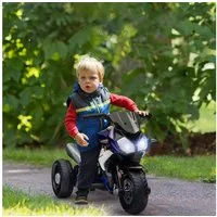HOMCOM Elektro-Kindermotorrad mit Musik, Scheinwerfer, 25W Motor, 3 km/h, Belastbarkeit 25 kg, (1-tlg), für Kinder von 3-5 Jahren, Blau+Weiß