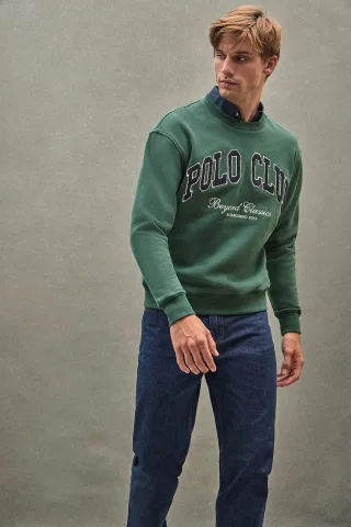 Sweatshirt flaschengrün im Loose Fit Established 2012 Polo Club