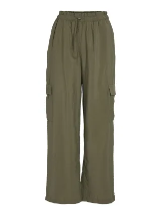 VILA - VISUVA STRAIGHT HW CARGO PANTS dusty olive - Gr. - 38