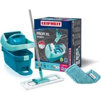 Leifheit Bodenwischer-Set Set Wischtuchpresse Profi XL mit Rollen, Bodenwischer mit micro duo Be, (5-St), Waschbare Bezüge, Wischbreite 42cm, Arbeitshöhe 146cm