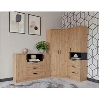 Marmex Möbel Schrank-Set Grant Set 38 A Schlafzimmer Set Jugendzimmer Garderobe, (3-St., Soft-Close-Scharniere, Vollauszug der Schubladen), Kabeldurchführung