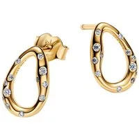 Pandora Paar Ohrstecker 264659C01, für Damen Oval mit Steinen Besetzt Goldfarben