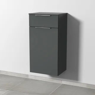Sanipa 3way Mittelschrank mit 1 Auszug und 1 Wäschekorbklappe, Anthrazit-Matt, UM15422 UM15422