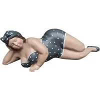 Aspinaworld Gartenfigur Badenixe Figur liegend grau 39 cm – für Beet oder Steingarten