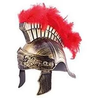 Holzspielerei Spielzeug-Helm Römerhelm royal, aus Kunststoff, Gold, mit Feder