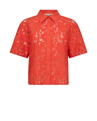 MOS MOSH - MMLia River SS Lace Shirt spicy orange - Gr. - M
