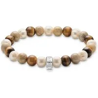 THOMAS SABO Armband Charm Club: Bead-Armband, mit Türkis-Imitat, oder Jaspis und Tigerauge - mit Süßwasserzuchtperle