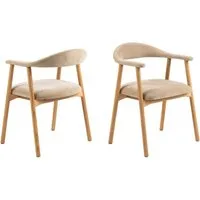 freiraum Holzstuhl Addi, (2er-Set) in Beige, Polyester, Massivholz - 56x75,5x54 (BxHxT)