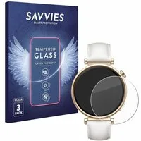 Savvies Displayschutzglas Schutzglas für Huawei Watch GT 4 (41mm), 3 Stück, Displayschutz 9H Glas Klar Transparent