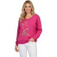 Rehoboth Moda V-Ausschnitt-Pullover Feinstrick Damen Pullover mit Comic Print Patch