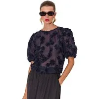 LIPSY T-Shirt Lipsy Strukturiertes T-Shirt mit 3D-Blume (1-tlg)