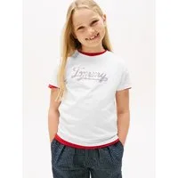 Tommy Hilfiger T-Shirt TOMMY SCRIPT SEQUINS TEE SS für Kinder bis 16 Jahre, mit Pailletten