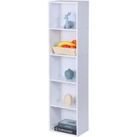 relaxdays Bücherregal Würfelform, 1-tlg., weiß, 5 Fächer
