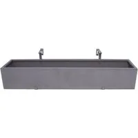 Dekoleidenschaft Blumenkasten "Grau" Metall Balkon Pflanzkasten 90 cm lang, Balkonkasten Pflanzgefäß, mit integriertem Wasserablauf, für Drinnen & Draußen