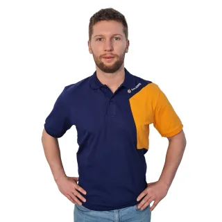 Premium Poloshirt Hexagon mit tuulzone Logo navy/orange - 19091tz