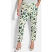 GOLDNER Stoffhose Jerseyhose mit floralem Design Druckhose mit Formbund, Reißverschluss, Taschen und Knöchellänge