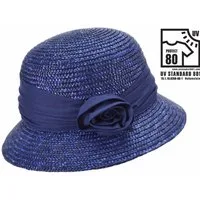 Seeberger Strohhut Elegante Glockenhut mit Blume & UV-Schutz 80