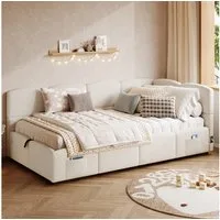 MODFU Polsterbett Schlafsofa multifunktionales Bettsofa (Einzelbett, Stauraumbett, Gästebett, 1-tlg., 90x200 cm, ohne Matratze), mit hydraulischem Stauraum und Ladefunktion
