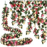 Kunstranke Künstliche Girlande, 2.5M Rosen Blumengirlande für Hochzeit Decoration, Refttenw, 5 Stück