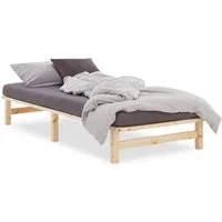 Homestyle4u Palettenbett Holzbett 90x200 120x200 100x200 140x200 Jugendbett Futonbett bodennah (Set, inklusive Lattenrost), 100x200, Braun, naturbelassen, Einzelbett, bodennah
