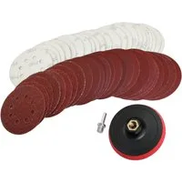 peveha24 Schleifscheibe 50 Klett Schleifscheiben Sortiment 125mm mit Klettschleifteller, enthaltene Körnung 40-180
