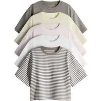 The Set T-Shirt The Set verkürzte T-Shirts aus Baummix, 4er-Pack (5-tlg)