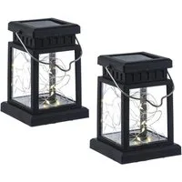 MARELIDA LED Solarleuchte LED Solar Mini Laternen Deko Gartenlaternen Lichtsensor 12,5cm 2er Set, LED Classic, warmweiß (2100K bis 3000K)