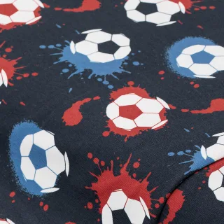 Baumwoll-Jersey-Digitaldruck "Fußball" mit Elasthan, blau-color