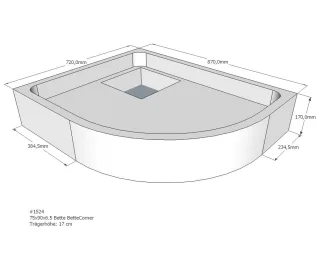 Neuesbad Wannenträger für Bette Corner 75x90x6,5 Viertelkreis SD22006