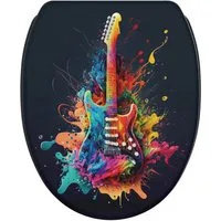 Sanilo WC-Sitz Guitar mit Absenkautomatik & Quick Release, hochwertig, abnehmbar, leichte Montage von oben, mit Schraubenzieher