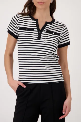 monari - Shirt mit Lurex schwarz ringel - Gr. - 34