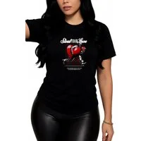 Banco T-Shirt Damen T-Shirt „Steal Your Love“ mit Grafikdruck - Rundhals Kurzarm Unifarben