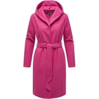 Marikoo Kurzmantel Kailii Eleganter Wickel Mantel mit Taillengürtel und Oversized Hood Kapuze