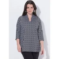 Ulla Popken T-Shirt Shirt Kelchkragen A-Linie 3/4-Arm Pima Cotton