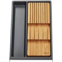 SO-TECH® Schubladeneinsatz SEPARADO Individual (300 x 474 x 51 mm) ab 40cm Schrankbreit (1 St), inkl. Bambus Mehrzweckeinsatz schiefergrau genarbt für bis zu 9 Messer