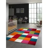 TeppichHome24 Kinderteppich Kinderteppich Karo Muster Multicolour, rechteckig, Höhe: 1.3 mm