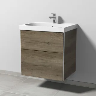 Sanipa 3way Waschtischunterbau zu Geberit Acanto Waschtisch mit 2 Auszügen, Eiche-Nebraska BR41537