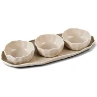 EKA Snackschale Angles Beige Snack Set, Porzellan, (4-tlg)