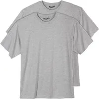 ADAMO Rundhalsshirt 2er Pack T-Shirt hellgrau melange Übergröße Adamo