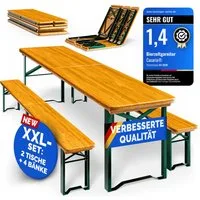 Casaria Bierzeltgarnitur, (6-tlg), 220cm 2er Set Klappbar 10 Personen Bierbank Biertisch Festzeltgarnitur