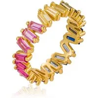 Brandlinger Fingerring Ring Rio, Silber 925 vergoldet, Bunte Zirkoniasteine in Baguetteschliff