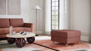 BRUNO Hocker 70x70 in Hazelnut Rot-Braun | Gemütliche Ablage und praktische Aufbewahrung