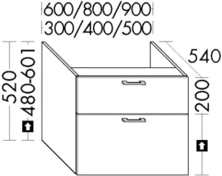 Burgbad Unterschrank System 30 Preisgruppe 2 Echo 520x800x540 Graphit Softmatt, WVIG080F3963 WVIG080F3963