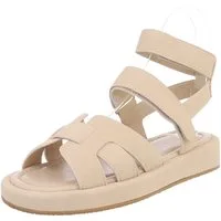 Ital-Design Bequeme Damen-Sandalen mit breiten Riemen für den Sommer Riemchensandalette (89372475) Keilabsatz/Wedge Riemchensandalen in Beige
