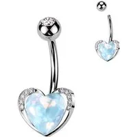 Taffstyle Bauchnabelpiercing Elegantes Bauchnabelpiercing Herz Zirkonia kleinen Kristallen Silber, Bauchnabelpiercing Banane Bauchnabel Piercing Schmuck Stecker