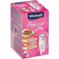 Vitakraft Katzenfutter Poesie Sauce, Multipack, 6 Schalen, Nassfutter für: Katzen