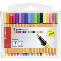 STABILO Fineliner STABILO point 88 Fineliner Mini - 0,4 mm - 18er Set - 13 Standardfarbe