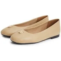 Tommy Hilfiger TH PLATE LEATHER BALLERINA Ballerina Schlupfschuh, Businessschuh mit edlem Schmuckelement - schmale Form
